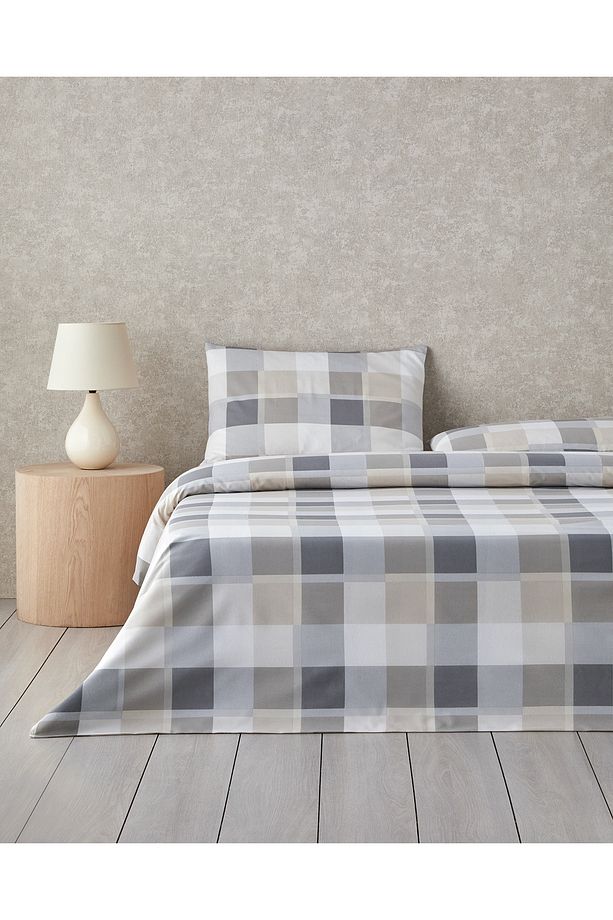 Bold Pattern Kolay Ütülenir Tek Kişilik Nevresim Takımı 160x220 cm Taş Rengi - 1