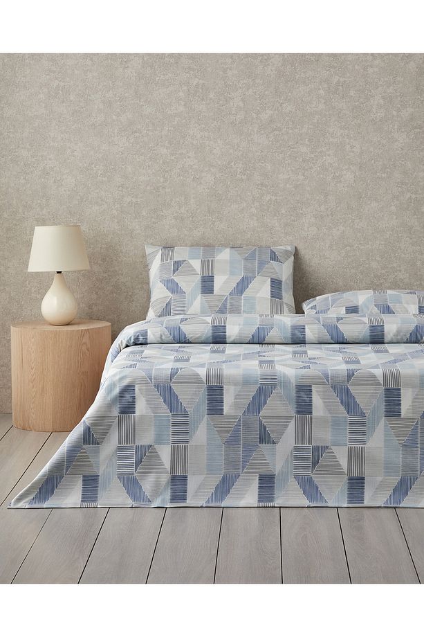 Sea Marine Kolay Ütülenir Tek Kişilik Nevresim Takımı 160x220 cm Mavi - Bej - 1