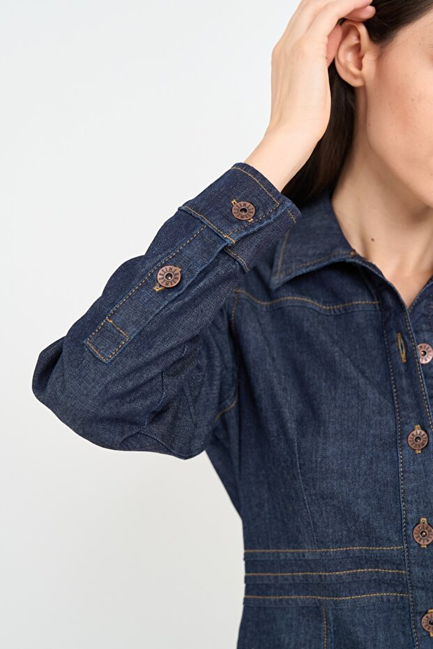 Rochie dama din denim cu maneca lunga - 2