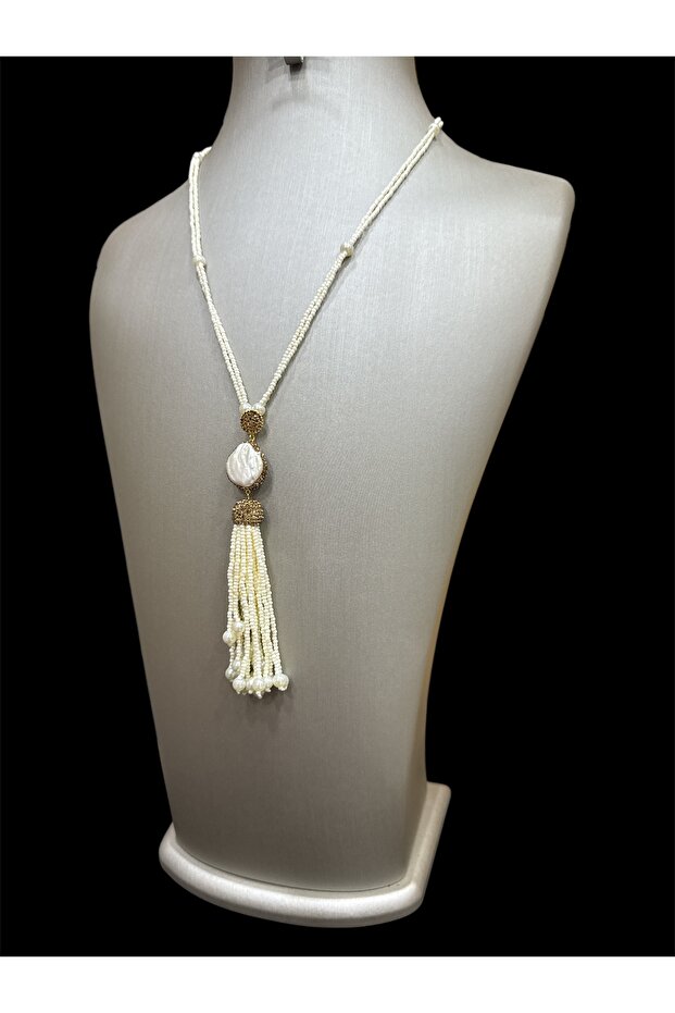 Basit tasarım incili kolye - 3