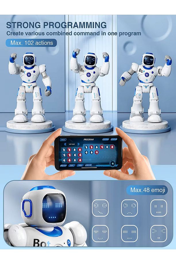 SmartCarle Uzaktan Kumandalı Konuşan İnteraktif Akıllı Büyük Programlanabilir Robot - 6