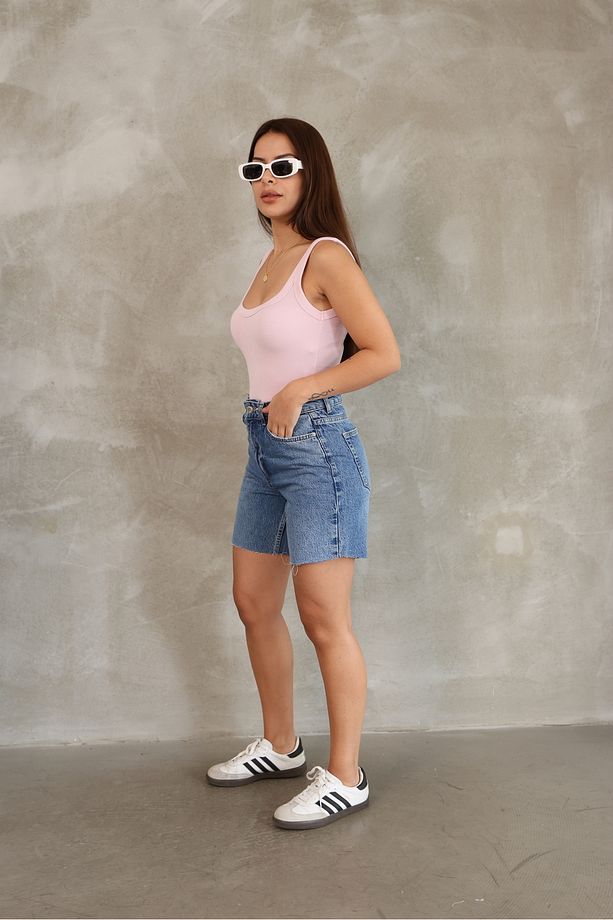 Kadın Kısa Kot Denim Şort - 4