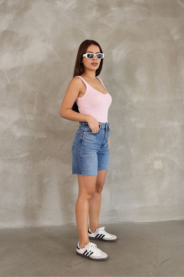 Kadın Kısa Kot Denim Şort - 3