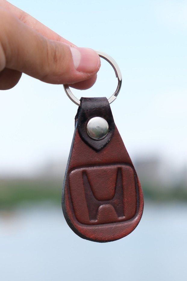 Auto Keychain Honda Logo Automotive Motorcycle Keychain Leather Keychain