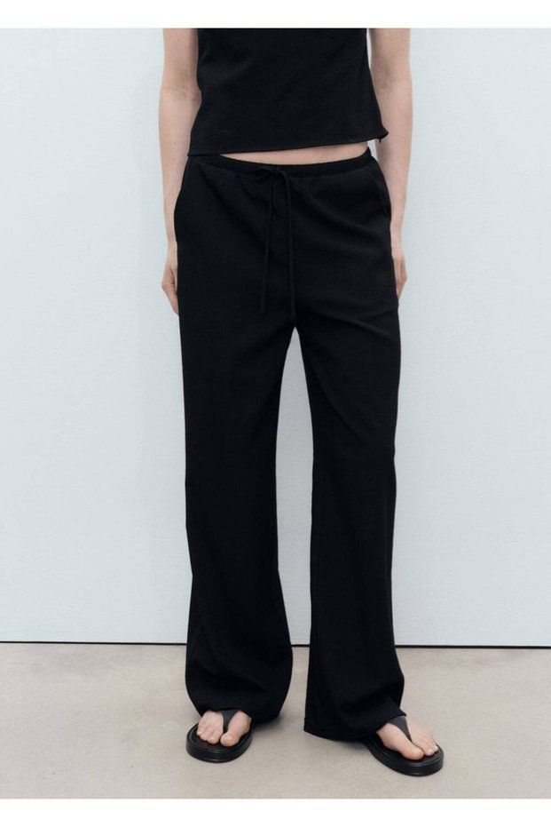 Straight Cut Pants with Bow