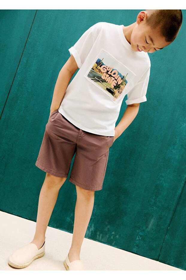 Beli lastikli bermuda şort - 2