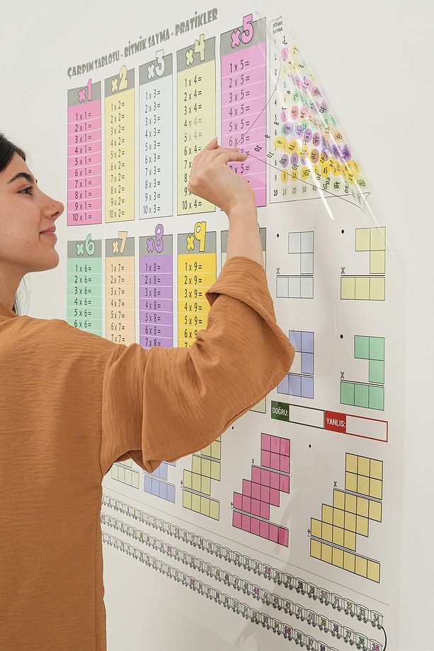 Renkli Çarpım Tablosu 100x100cm Kalem Hediyeli Statik Akıllı Kağıt Tahta - 2