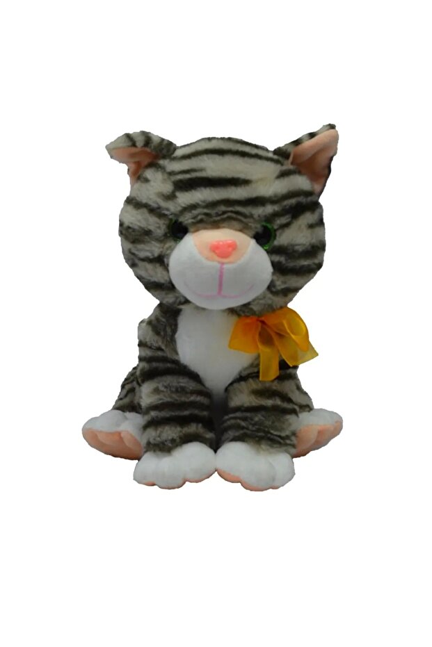 Meowing Tabby Plush Cat 28 cm (Cat Sound Making) Gray Black