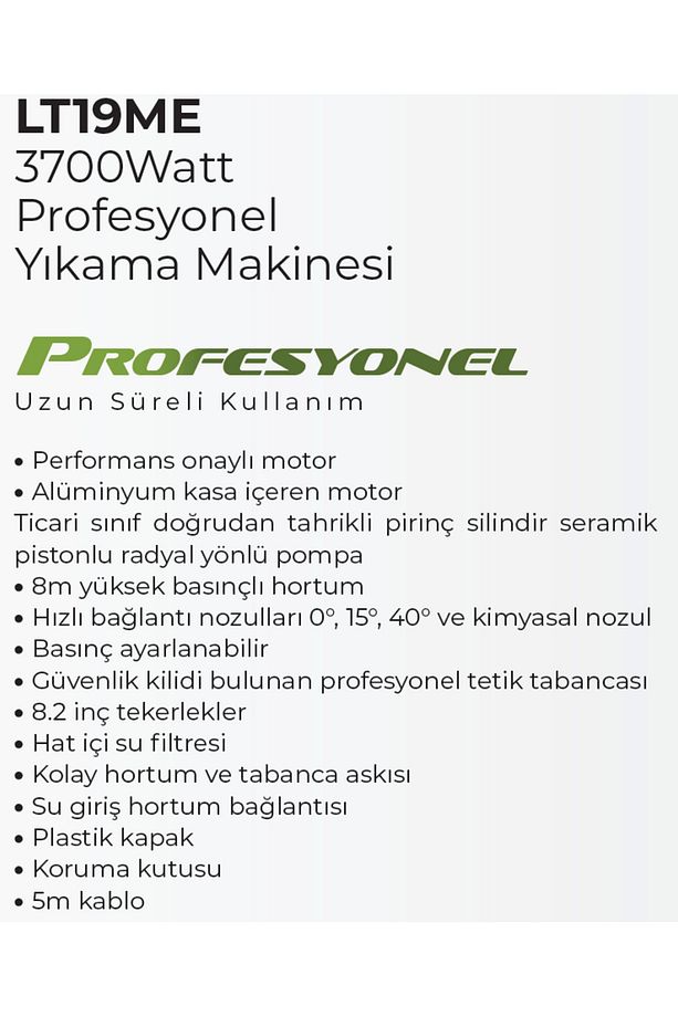 Lutian Lt19me - 180 Bar Profesyonel Yüksek Basınçlı Oto Yıkama Makinası 3700 Watt - 2