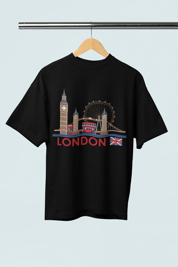 Women/Men 100% Cotton London City Transfer Printed Round Neck Short Sleeve T-Shirt