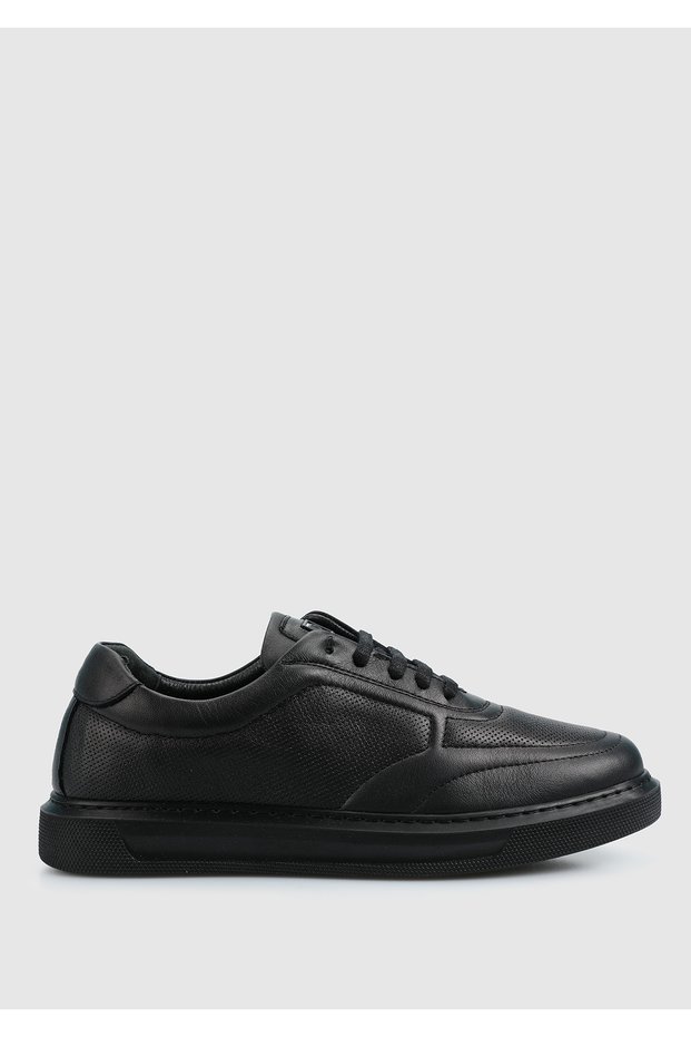 Siyah Deri Kadın Sneaker