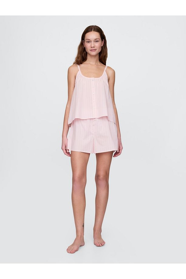 Kadın Pembe Poplin Şort Pijama Altı - 1