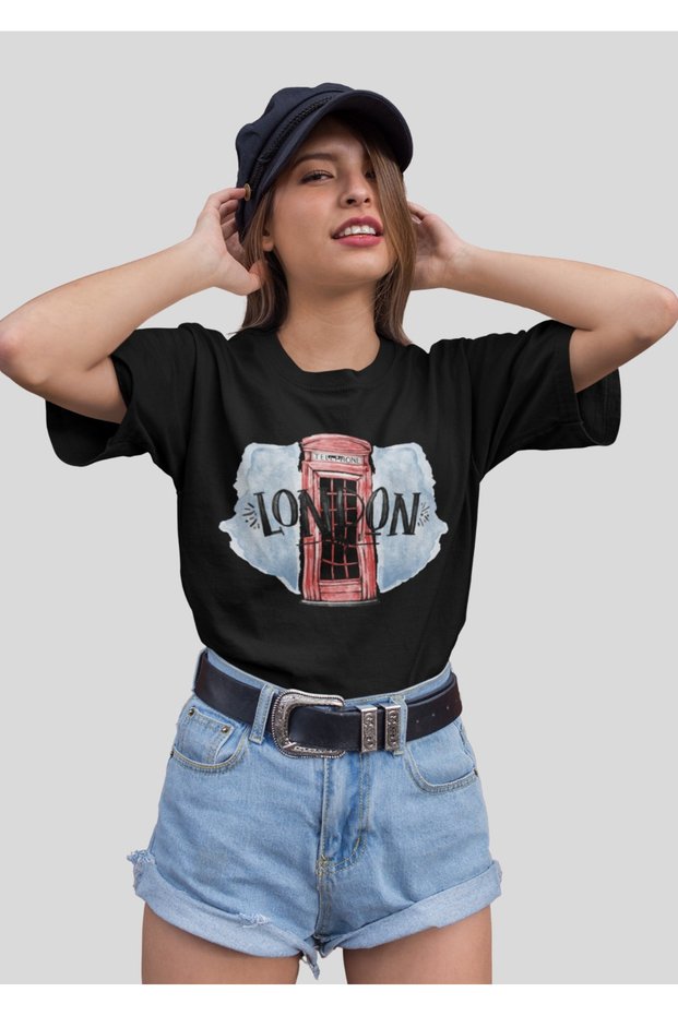 Women/Men 100% Cotton London Transfer Printed Round Neck Short Sleeve T-Shirt