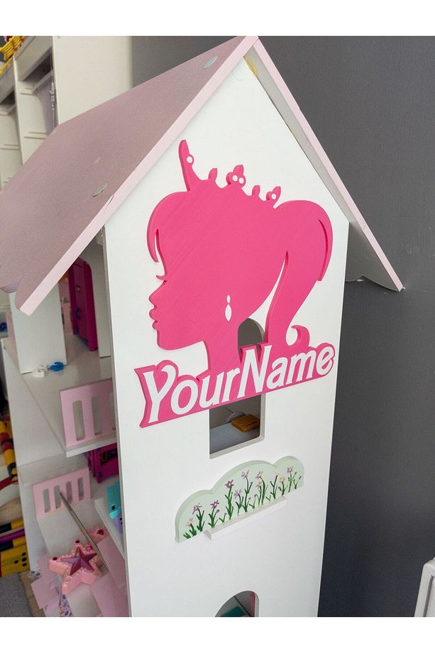 3 Boyutlu Pembe Bebek Barbie Çocuk Odası Dekor Kapı ve Duvar Süsü Parti Süsü - 3