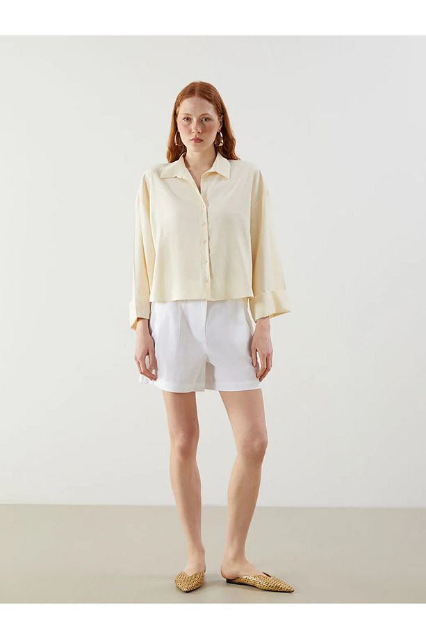 LCW Vision Sari Modal Karışımlı Oversize Kadın Gömlek - 2