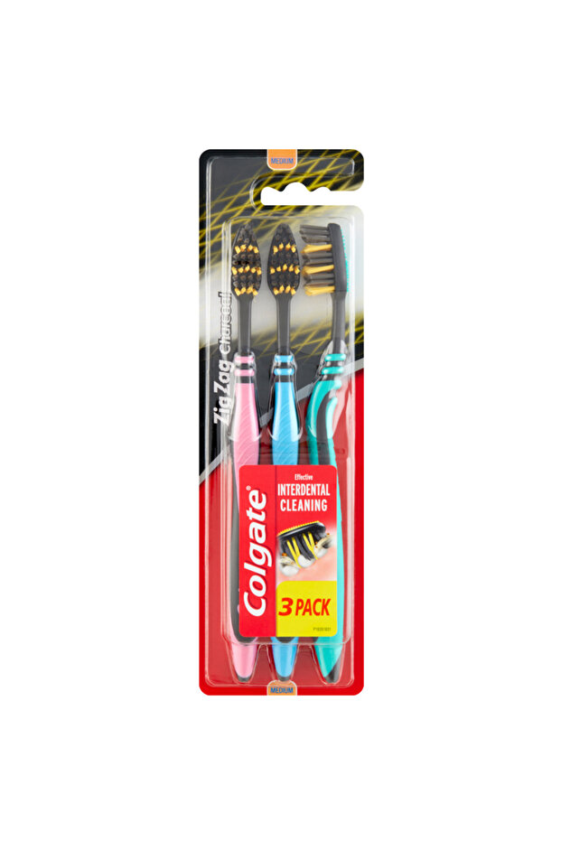 ZIG ZAG TOOTHBRUSH CHARCOAL MEDIUM 3PCS/SET - 1