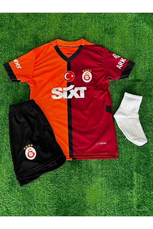 Victor. Osimhen. 45 Sarı-Kırmızı .Galatasaray. İç Saha Parçalı Çocuk Forması Forma+Şort+Çorap - 2
