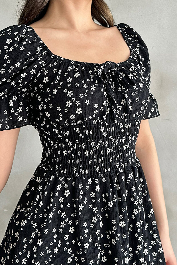 فستان جيبي أسود منقوش - 3