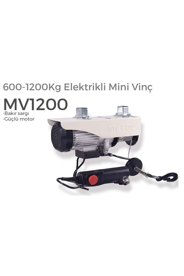 Mytol Mv1200 - Bakır Sargı Elektrikli Yük Kaldırma Vinçi 600-1200 Kg - 1