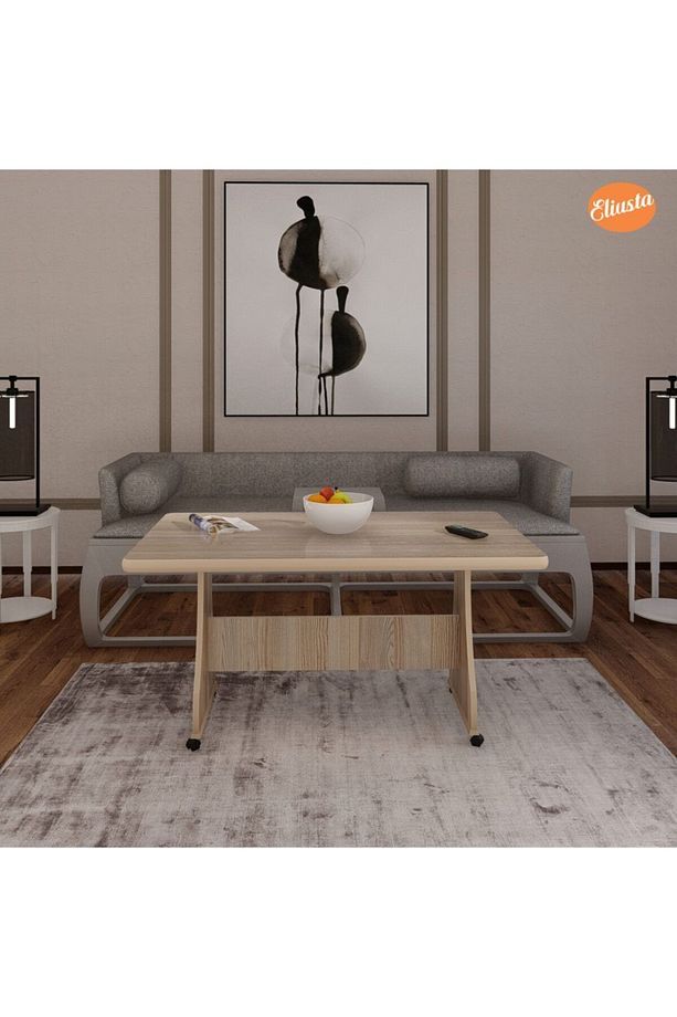Tekerlekli Mdf Masa %100 Mdf Salon Orta Sehpa Yemek Masası Ofis Sehpa - 4