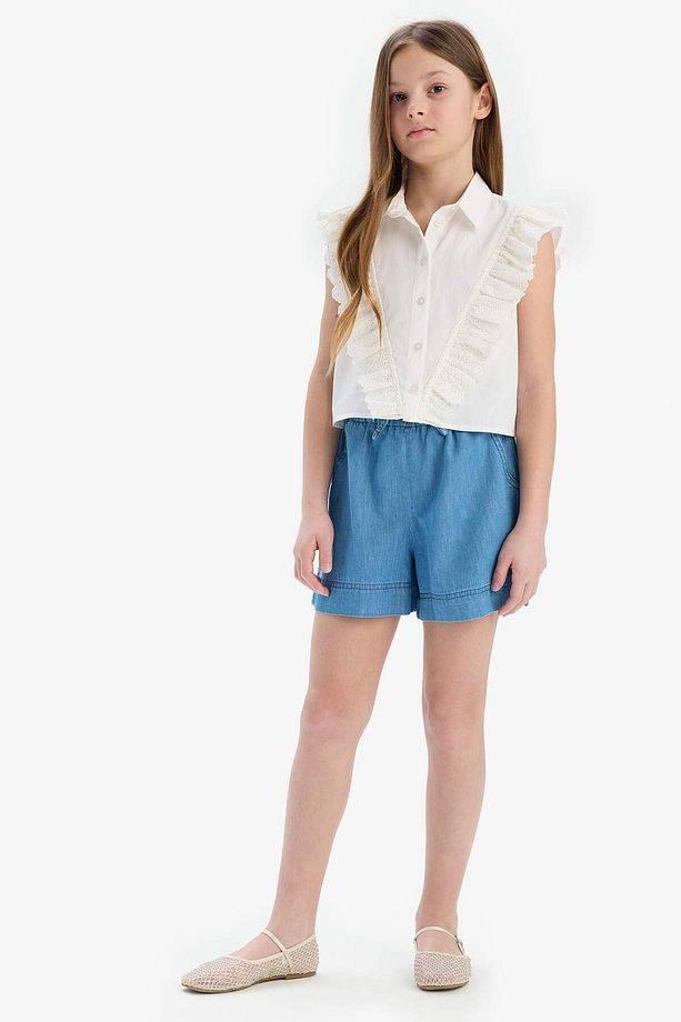 Kız Çocuk Beli Lastikli Jean Şort B6386a825sm - 3