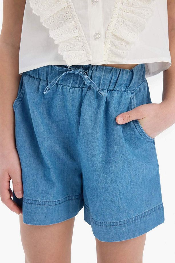 Kız Çocuk Beli Lastikli Jean Şort B6386a825sm - 5