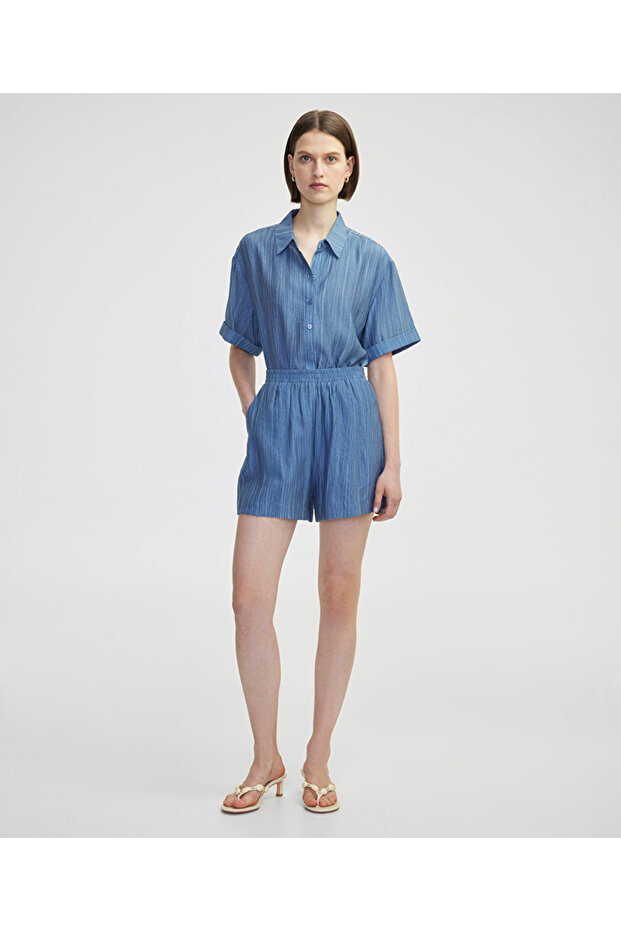 Rahat kesim elastik bel şort - 1