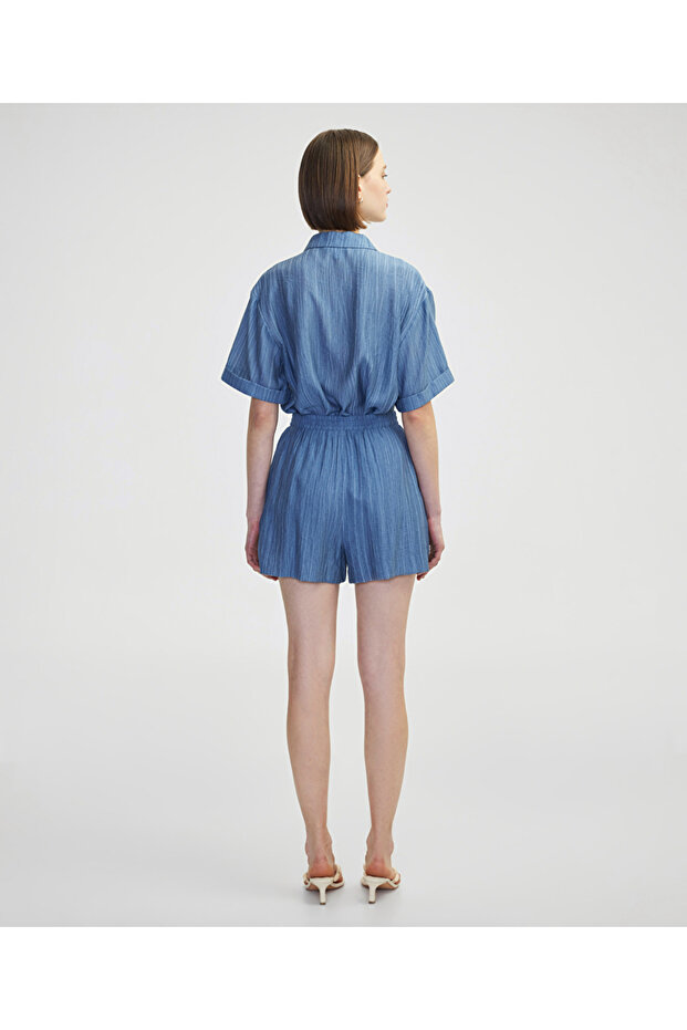 Rahat kesim elastik bel şort - 5