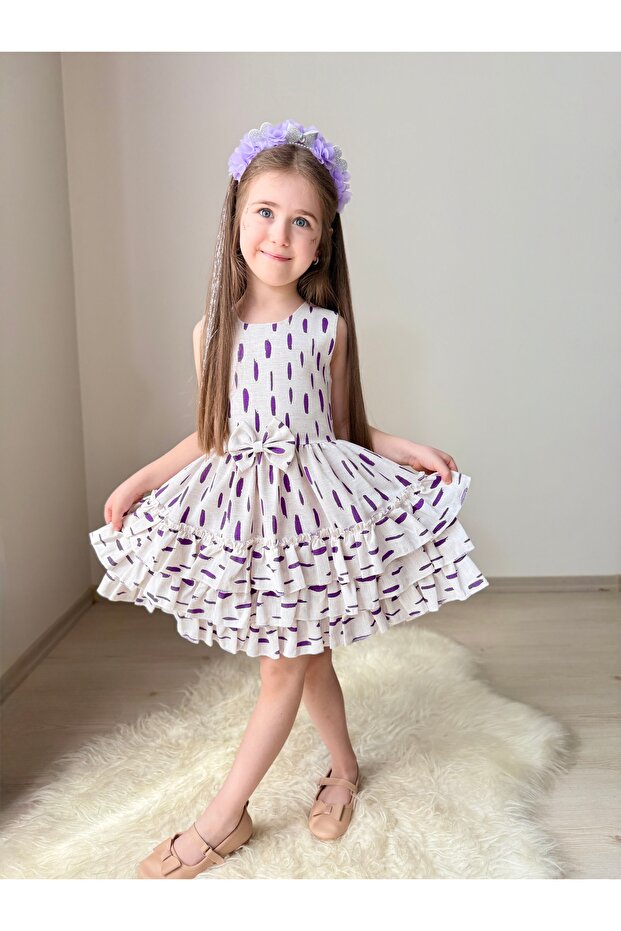 linen fabric skirt ruffled dress