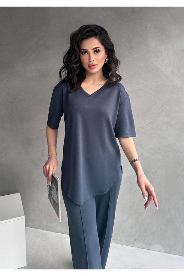 Modal Kumaş Kısa Kollu Kadın Eşofman Takımı, Üst Oversize, Alt Fit – Yumuşak Kumaş, Modern Tasarım - 1