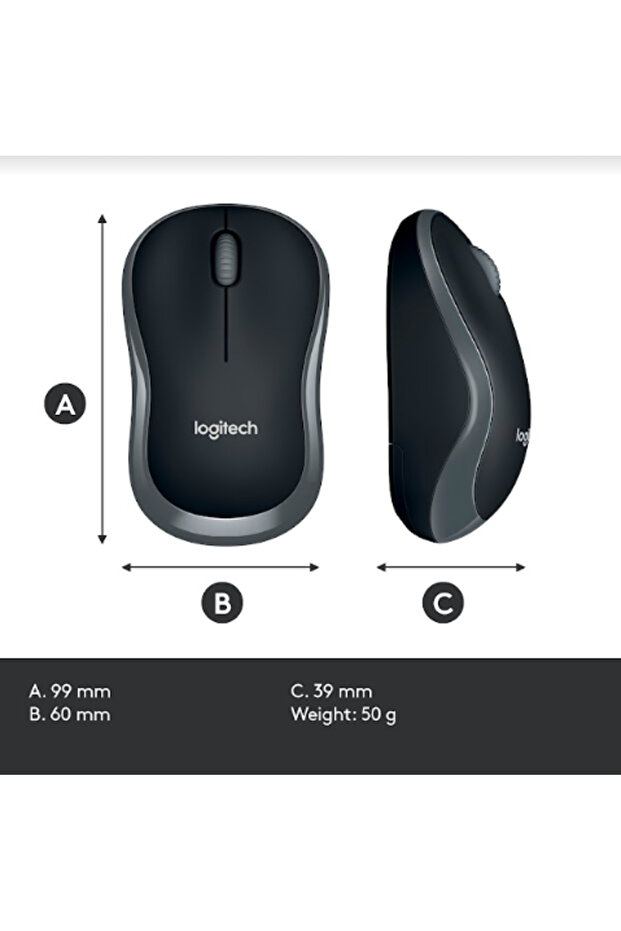 Mouse Optic Wireless Logitech M185, USB, 1000 DPI (Gri) - 11