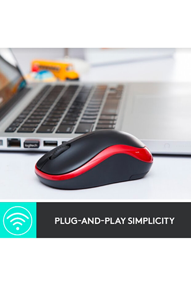 Mouse optic wireless Logitech M185, USB, 1000 DPI (Rosu) - 6