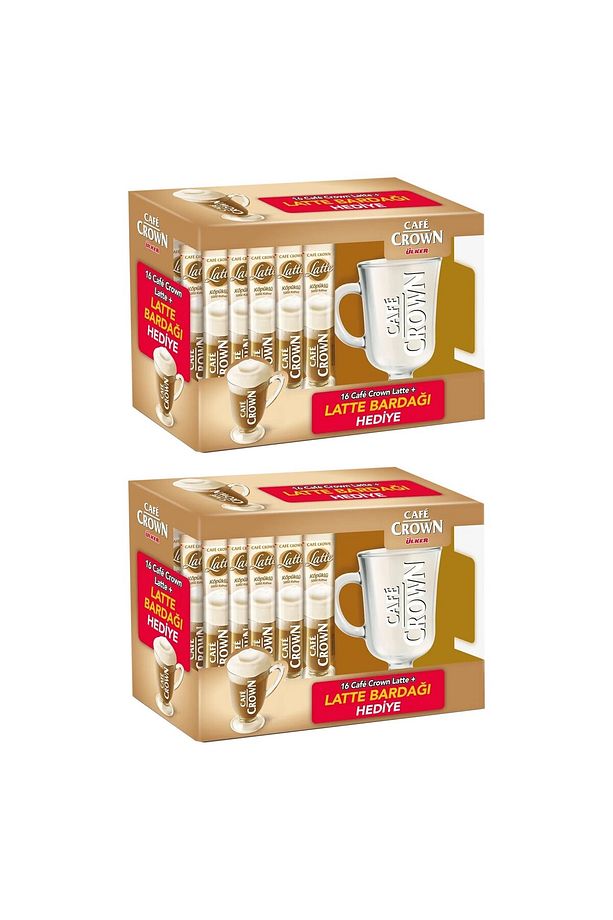Cafe Crown Latte 16'lı Paket + Bardak Hediyeli x 2 Adet - 2