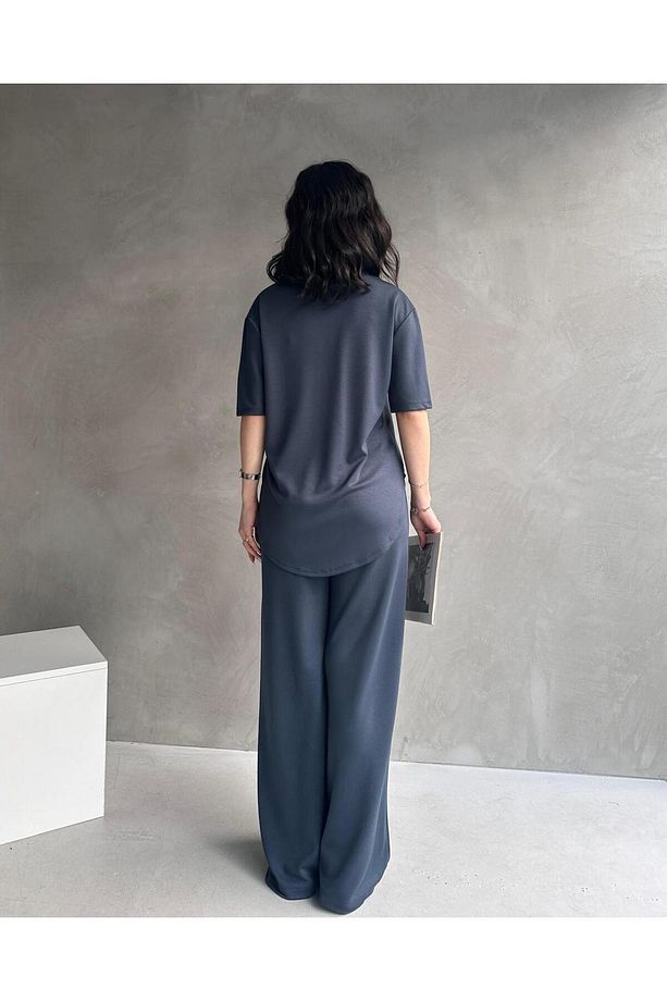 Modal Kumaş Kısa Kollu Kadın Eşofman Takımı, Üst Oversize, Alt Fit – Yumuşak Kumaş, Modern Tasarım - 3