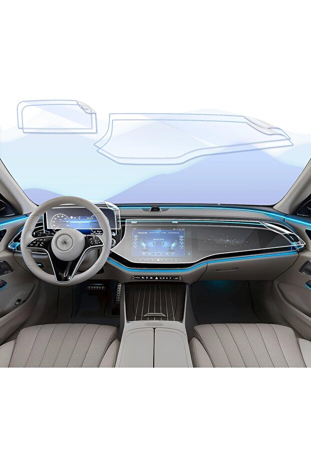 شاشة مرسيدس E180 E220 E450 المتوافقة مع موديلات 2024 2025 2026 ذات شاشة معلومات كبيرة وشاشة عرض 9h نانو واقية للشاشة