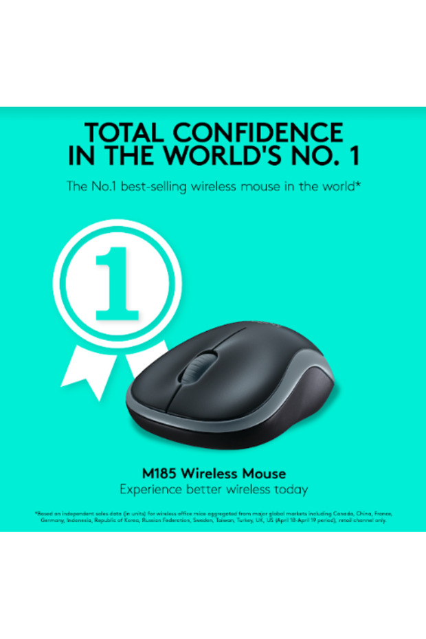 Mouse Optic Wireless Logitech M185, USB, 1000 DPI (Gri) - 8