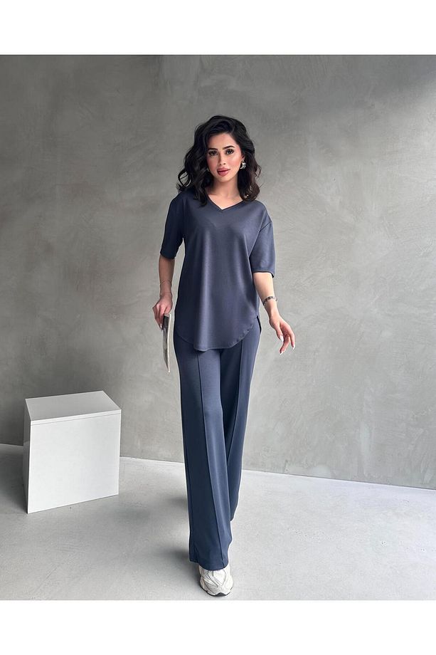 Modal Kumaş Kısa Kollu Kadın Eşofman Takımı, Üst Oversize, Alt Fit – Yumuşak Kumaş, Modern Tasarım - 6