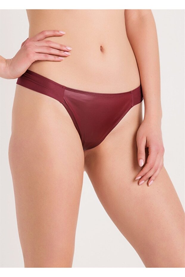 Deri Kumaşlı Brezil String Külot - 1