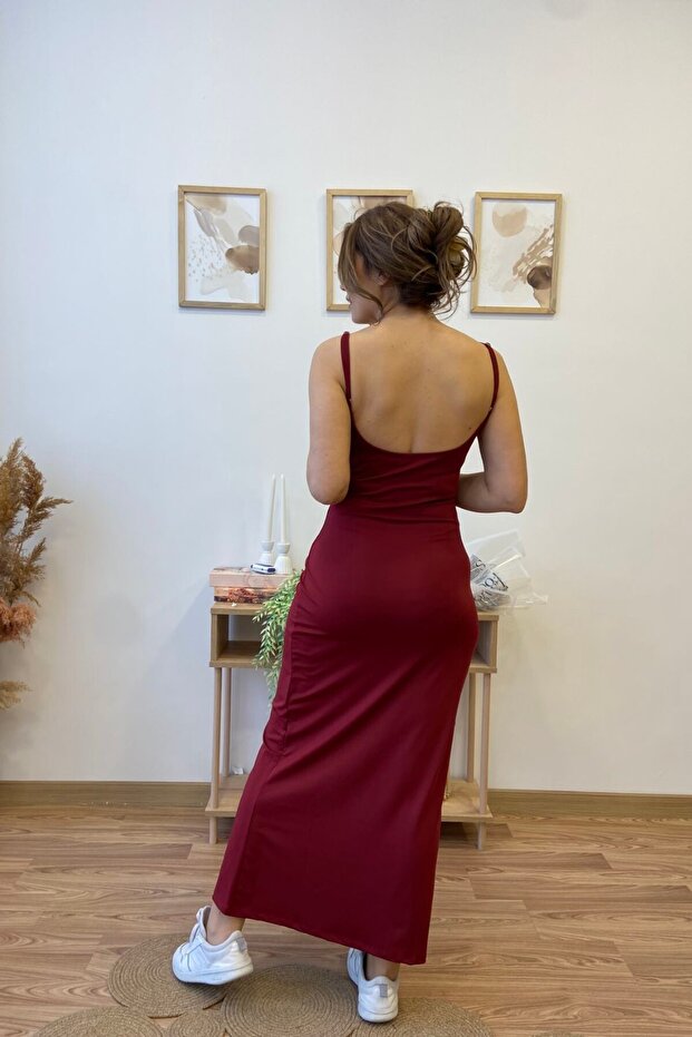 İnce Askılı Esnek Basic Elbise - 3