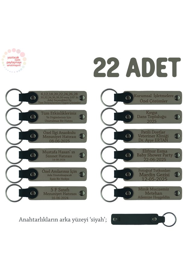 Ash Gray & Black, Meaningful Souvenir for History Department Students, Set of 22, Keychain with Name Written
