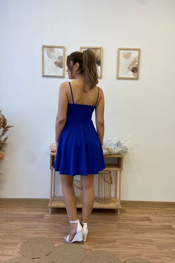 Göğüs Kuplu Kloş Mini Elbise - 6