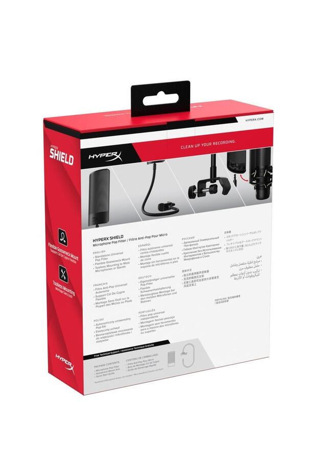 HyperX Shield microphone filter, metal mesh, Gooseneck mount, easy mounting, Black - 7