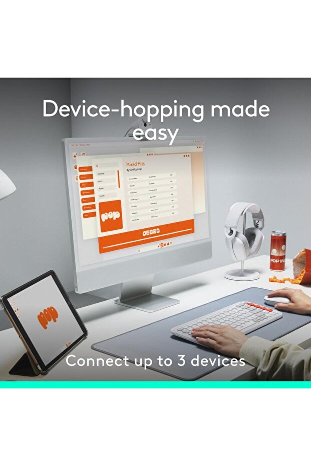 Kit tastatura si mouse Logitech Pop Icon Combo, Bluetooth, Layout US (Alb) - 7