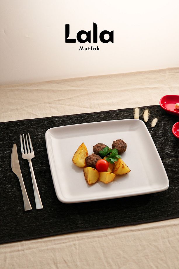Gözde Kare Servis Tabak - 3'lü Set (23 CM - ŞIK, DAYANIKLI, YEMEK VE SUNUM TABAĞI) - 6