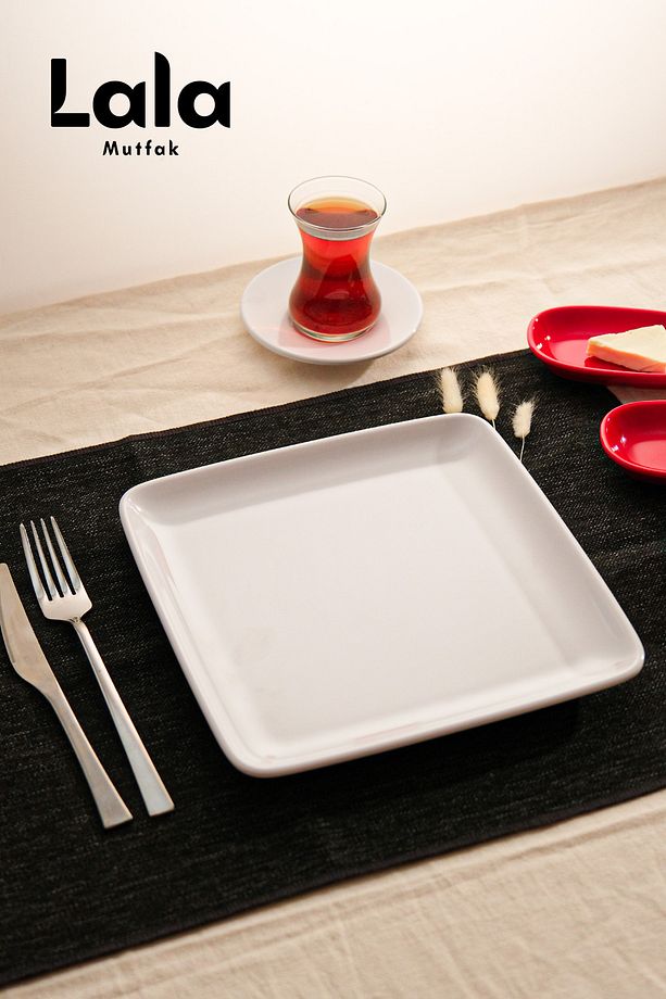 Gözde Kare Servis Tabak - 3'lü Set (23 CM - ŞIK, DAYANIKLI, YEMEK VE SUNUM TABAĞI) - 8