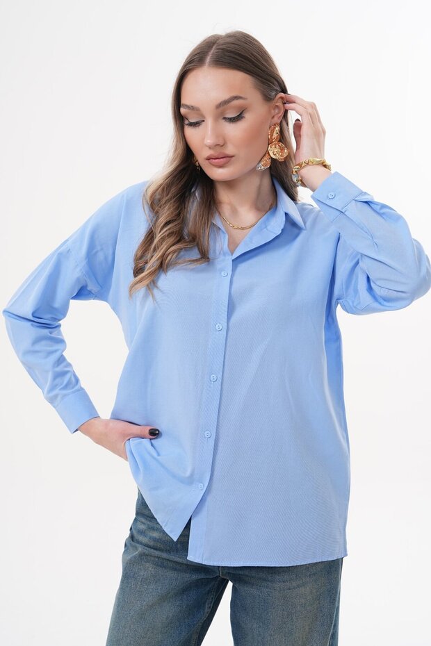 Oversize Basic Gömlek - 1