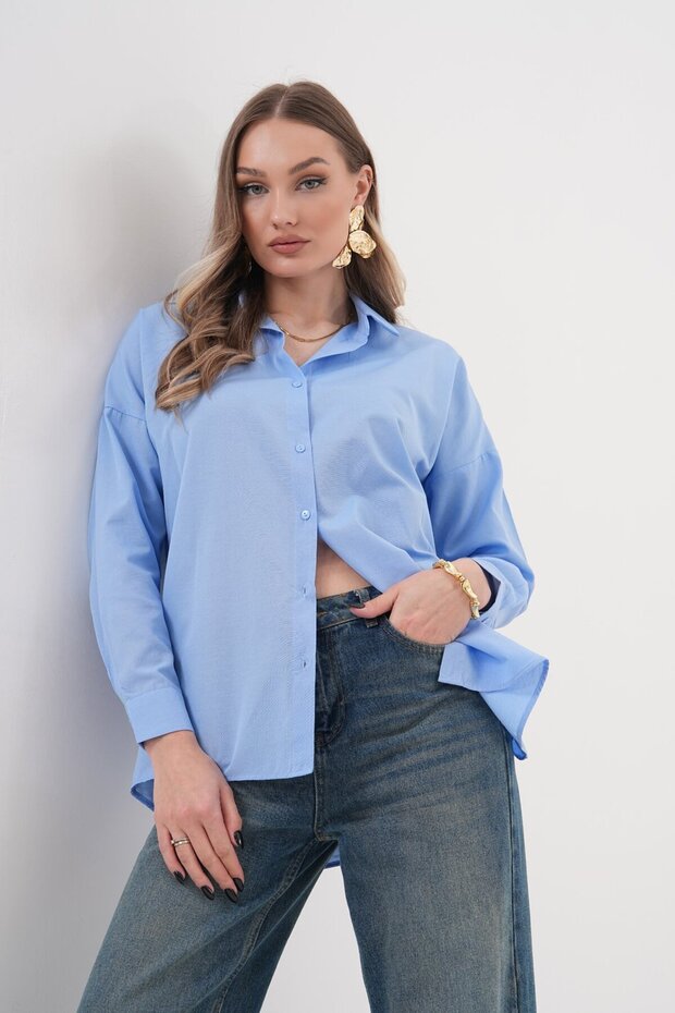 Oversize Basic Gömlek - 7