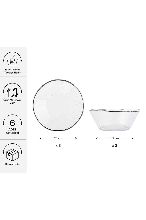 Marlon 6 Parça Cam Tatlı / Pasta Seti - 2