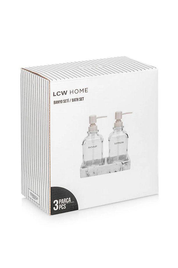 LCW HOME Renksiz Mermer Standlı Sıvı Sabunluk Seti - 3