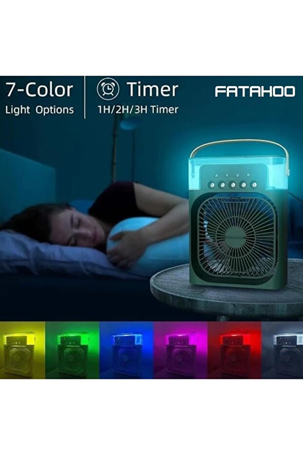 Portable Air Conditioner, 900ML Cooler Fan with Ice Tray, 5 Mist Modes, 7 Lights, 8H Timer - 3